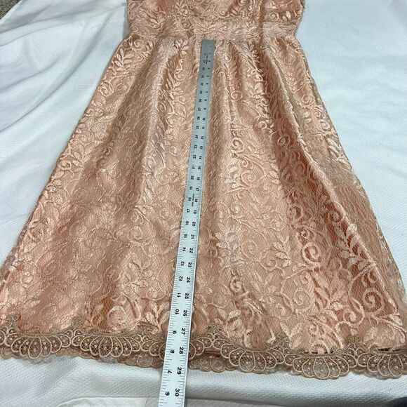 Vintage Handmade Unique Peach Lace Spaghetti Strap Dress - Picture 6 of 9